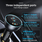 Power Up Fast! 160W USB-C Car Charger for iPhone 15 & Samsung S22 (Baseus)